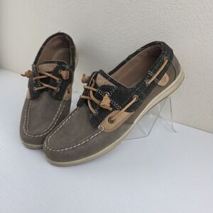 Sperry Songfish Green Suede Leather/Fabric Upper 3 Eye Boat Shoes Wmns Size 8.5M